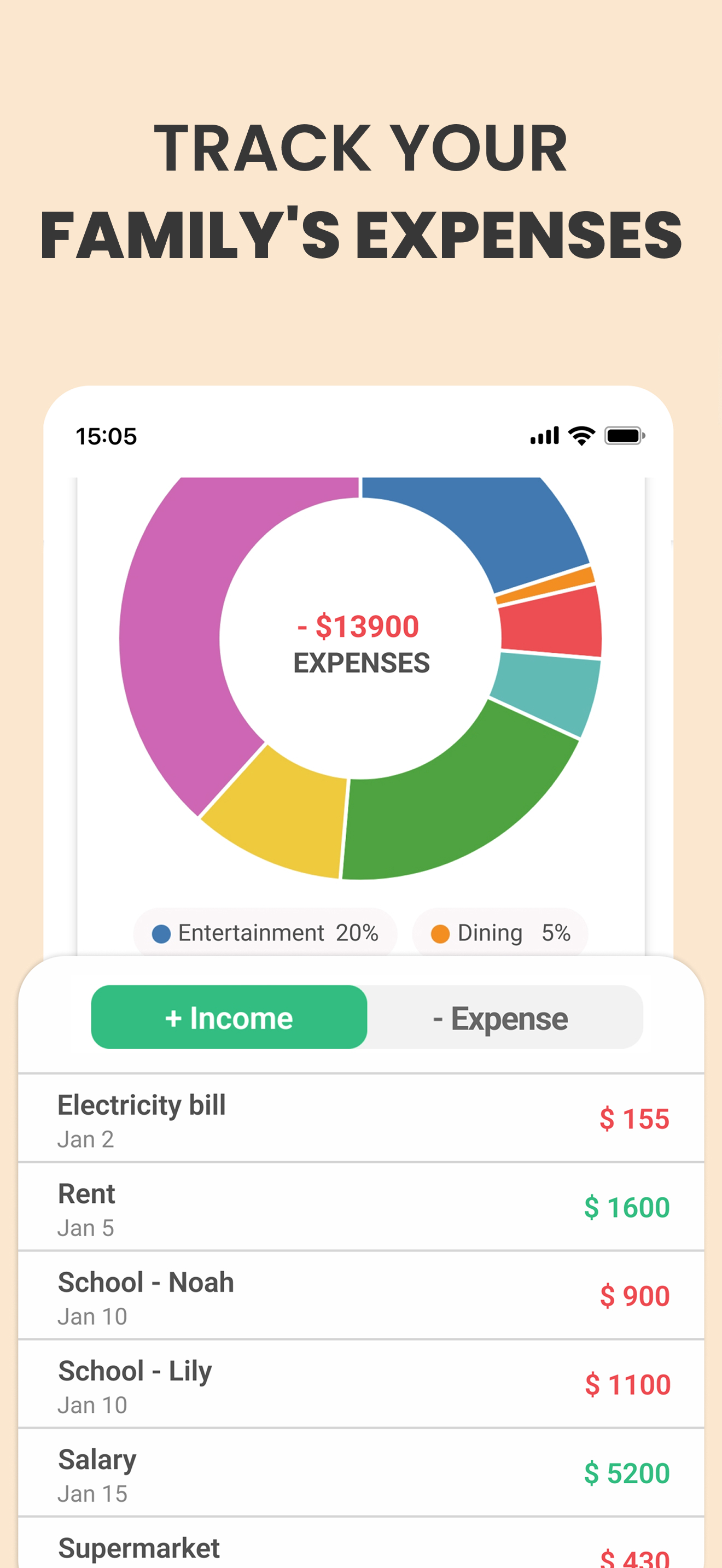 Screenshot von Erinnerungen und Hausaufgaben in Plamily