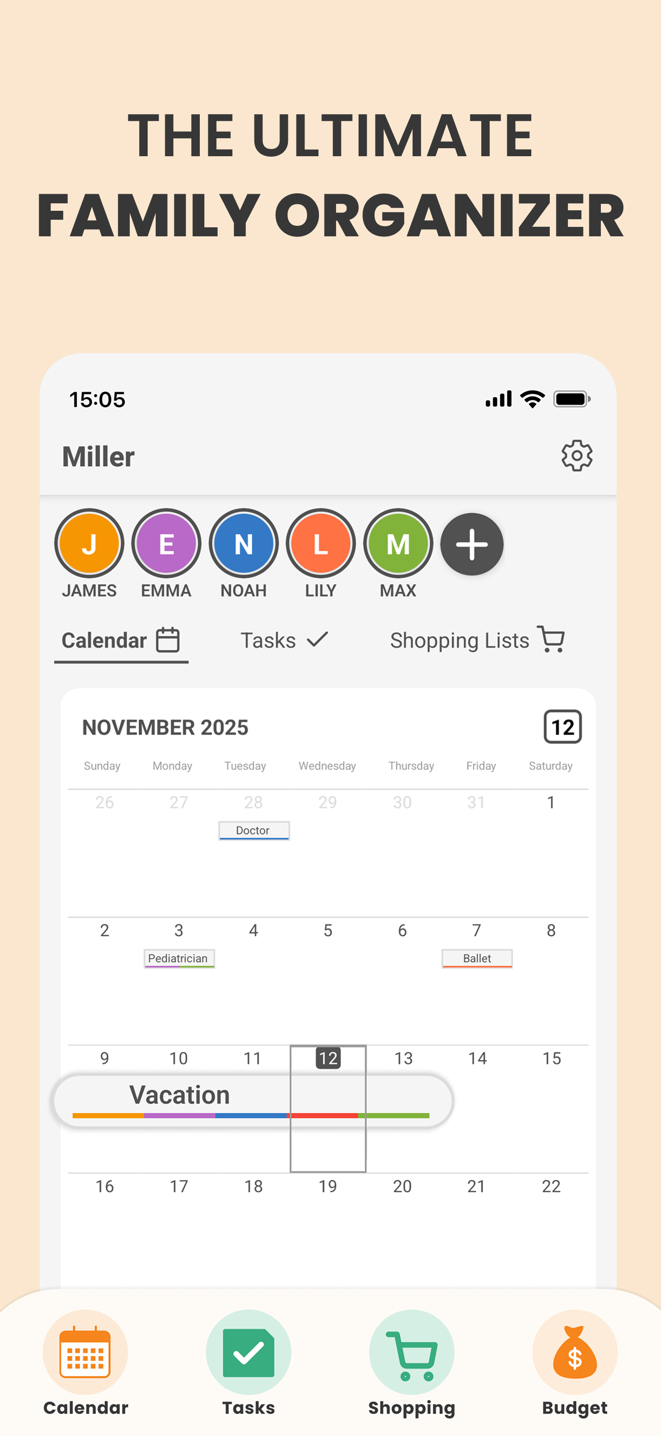 Plamily calendar overview screenshot