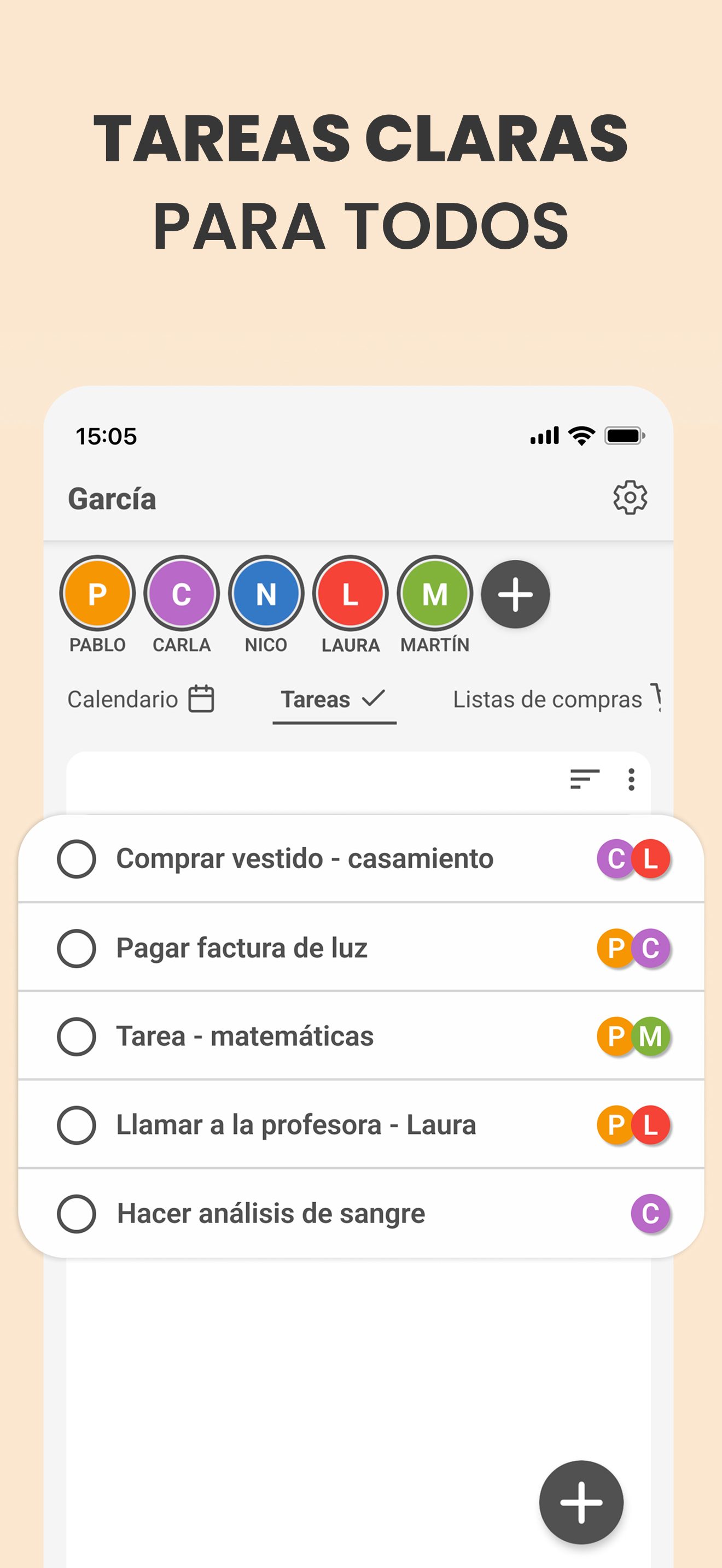 Captura de la lista de la compra en Plamily