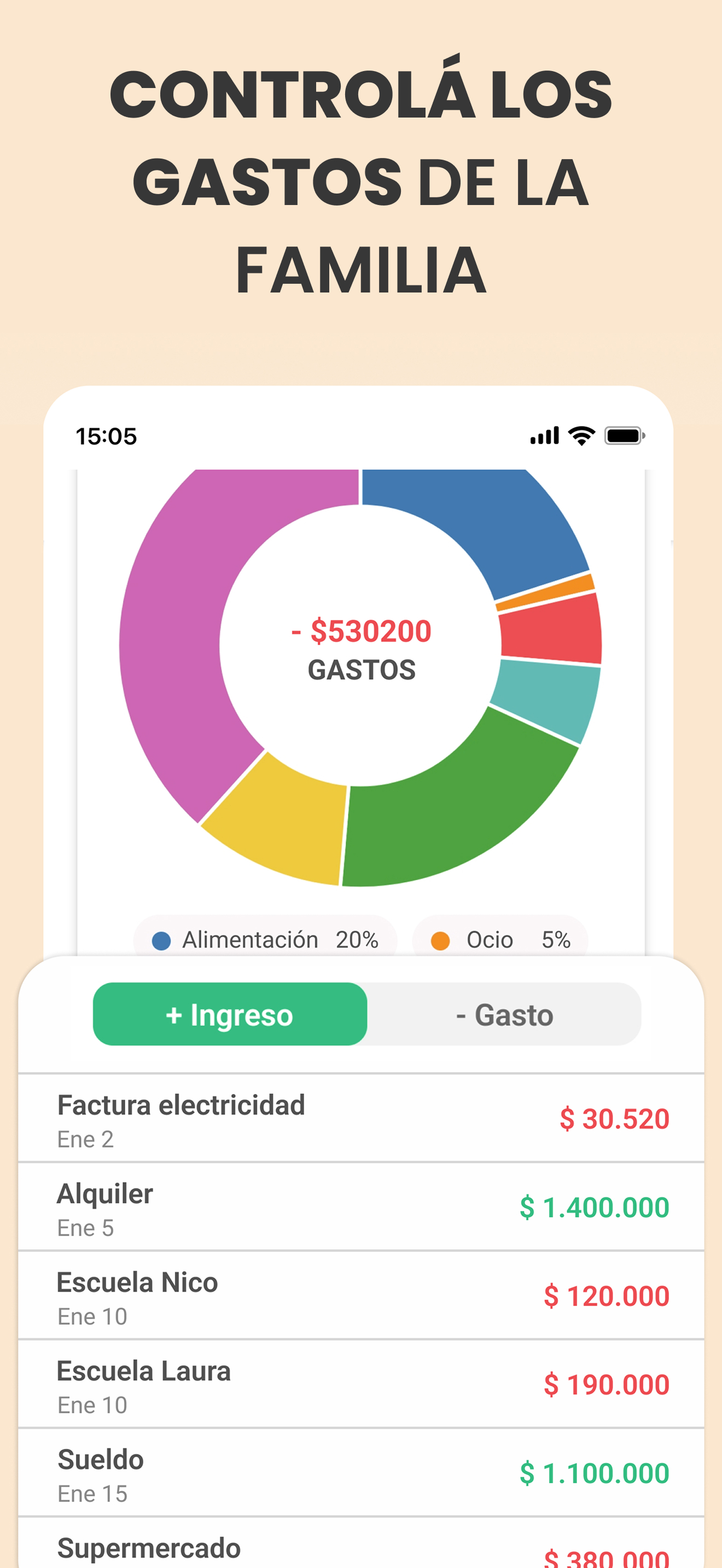 Captura de recordatorios y tareas del hogar en Plamily