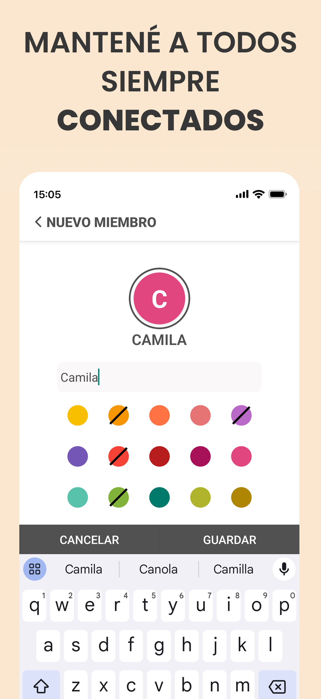 Captura de sincronización del calendario en Plamily