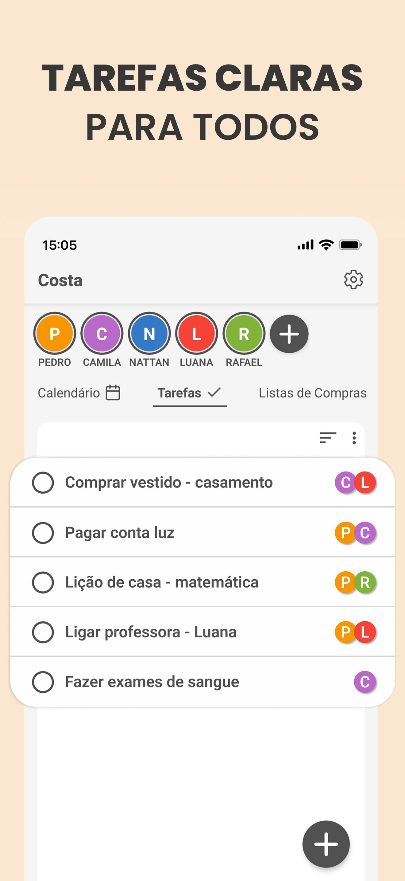 Captura da lista de compras no Plamily