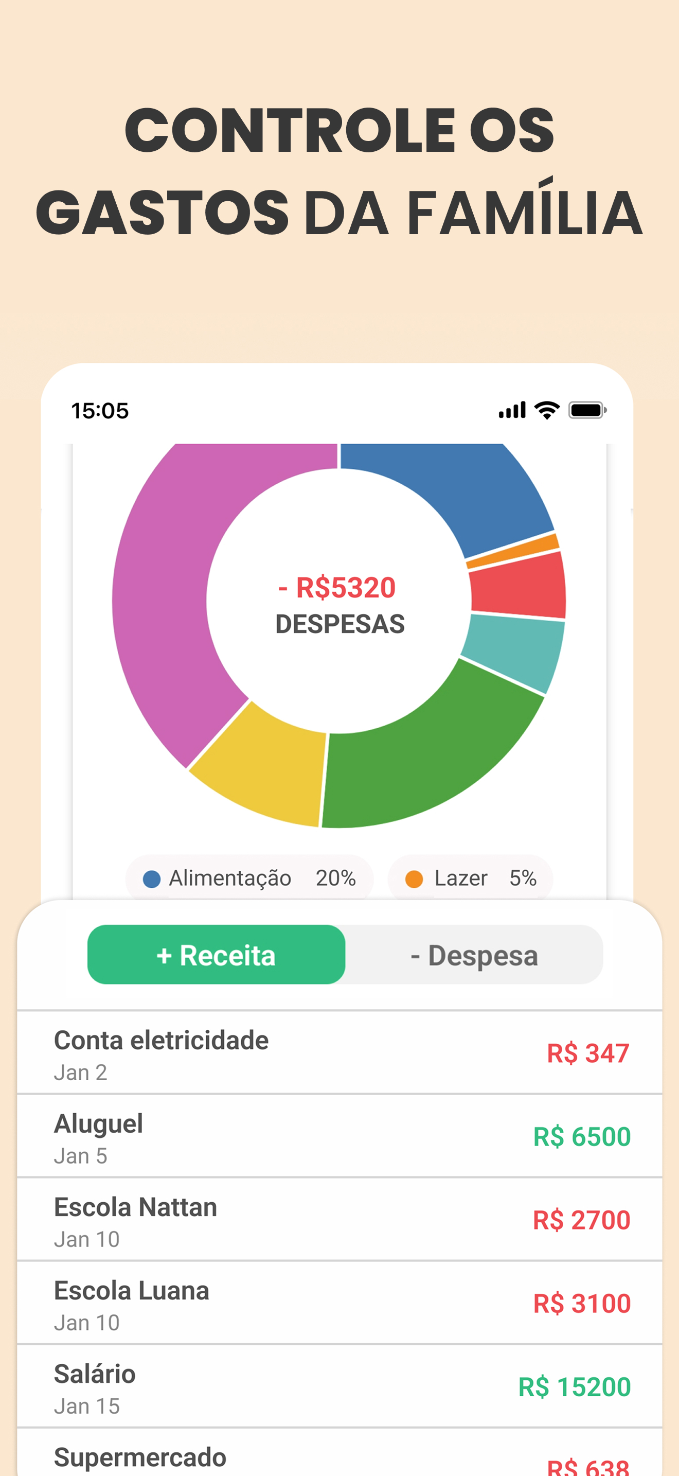 Captura de lembretes e afazeres no Plamily
